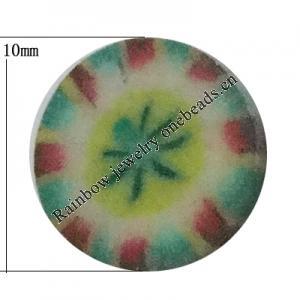 Pottery Clay Cabochons, NO-Hole Jewelry Fingings, Coin 10mm Thick:About 5mm, Sold by Bag