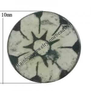 Pottery Clay Cabochons, NO-Hole Jewelry Fingings, Coin 10mm Thick:About 5mm, Sold by Bag