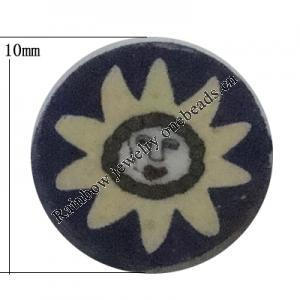 Pottery Clay Cabochons, NO-Hole Jewelry Fingings, Coin 10mm Thick:About 5mm, Sold by Bag