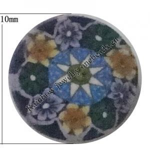 Pottery Clay Cabochons, NO-Hole Jewelry Fingings, Coin 10mm Thick:About 5mm, Sold by Bag