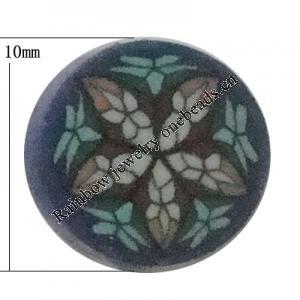 Pottery Clay Cabochons, NO-Hole Jewelry Fingings, Coin 10mm Thick:About 5mm, Sold by Bag