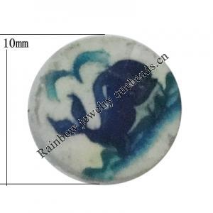 Pottery Clay Cabochons, NO-Hole Jewelry Fingings, Coin 10mm Thick:About 5mm, Sold by Bag