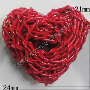 Iron Thread Component Handmade Lead-free, Heart 21x24mm, Sold by Bag