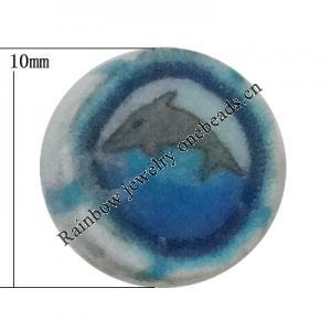 Pottery Clay Cabochons, NO-Hole Jewelry Fingings, Coin 10mm Thick:About 5mm, Sold by Bag