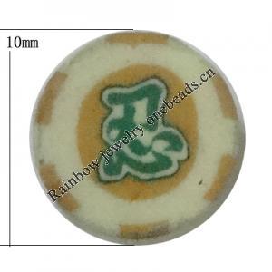 Pottery Clay Cabochons, NO-Hole Jewelry Fingings, Coin 10mm Thick:About 5mm, Sold by Bag