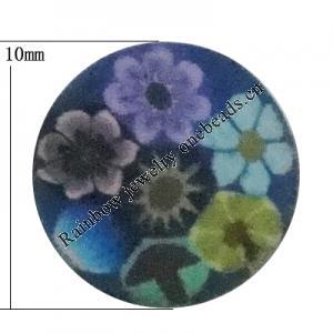 Pottery Clay Cabochons, NO-Hole Jewelry Fingings, Coin 10mm Thick:About 5mm, Sold by Bag