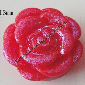 Resin Cabochons, No Hole Headwear & Costume Accessory, Flower, About 13mm in diameter, Sold by Bag