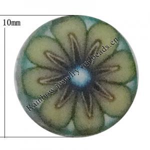 Pottery Clay Cabochons, NO-Hole Jewelry Fingings, Coin 10mm Thick:About 5mm, Sold by Bag