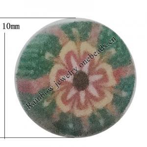 Pottery Clay Cabochons, NO-Hole Jewelry Fingings, Coin 10mm Thick:About 5mm, Sold by Bag
