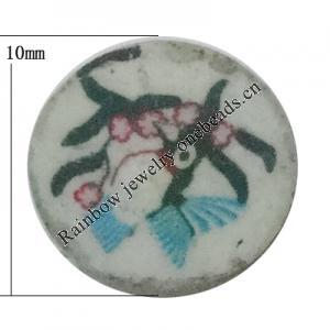 Pottery Clay Cabochons, NO-Hole Jewelry Fingings, Coin 10mm Thick:About 5mm, Sold by Bag