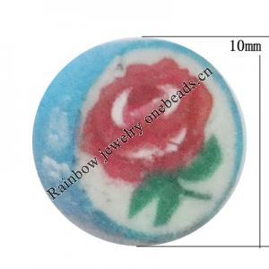 Pottery Clay Cabochons, NO-Hole Jewelry Fingings, Coin 10mm Thick:About 5mm, Sold by Bag