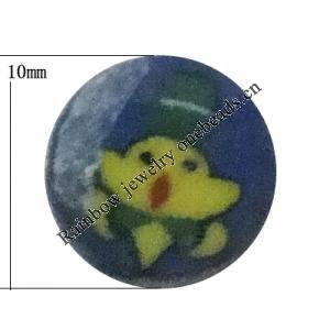 Pottery Clay Cabochons, NO-Hole Jewelry Fingings, Coin 10mm Thick:About 5mm, Sold by Bag