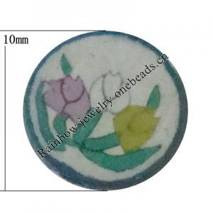 Pottery Clay Cabochons, NO-Hole Jewelry Fingings, Coin 10mm Thick:About 5mm, Sold by Bag