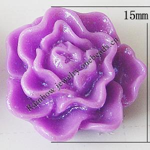 Resin Cabochons, No Hole Headwear & Costume Accessory, Flower, About 15mm in diameter, Sold by Bag