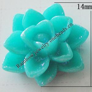 Resin Cabochons, No Hole Headwear & Costume Accessory, Flower, About 14mm in diameter, Sold by Bag