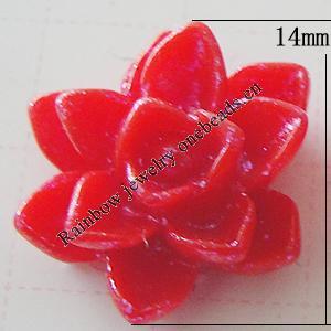 Resin Cabochons, No Hole Headwear & Costume Accessory, Flower, About 14mm in diameter, Sold by Bag