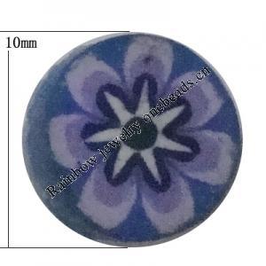 Pottery Clay Cabochons, NO-Hole Jewelry Fingings, Coin 10mm Thick:About 5mm, Sold by Bag