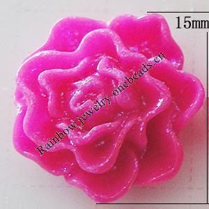 Resin Cabochons, No Hole Headwear & Costume Accessory, Flower, About 15mm in diameter, Sold by Bag