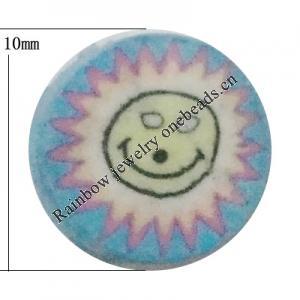 Pottery Clay Cabochons, NO-Hole Jewelry Fingings, Coin 10mm Thick:About 5mm, Sold by Bag