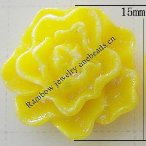 Resin Cabochons, No Hole Headwear & Costume Accessory, Flower, About 15mm in diameter, Sold by Bag