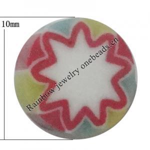 Pottery Clay Cabochons, NO-Hole Jewelry Fingings, Coin 10mm Thick:About 5mm, Sold by Bag