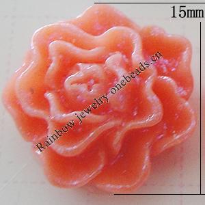 Resin Cabochons, No Hole Headwear & Costume Accessory, Flower, About 15mm in diameter, Sold by Bag