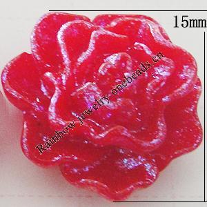 Resin Cabochons, No Hole Headwear & Costume Accessory, Flower, About 15mm in diameter, Sold by Bag