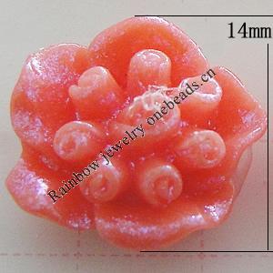 Resin Cabochons, No Hole Headwear & Costume Accessory, Flower, About 14mm in diameter, Sold by Bag