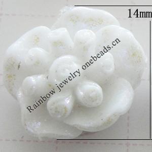 Resin Cabochons, No Hole Headwear & Costume Accessory, Flower, About 14mm in diameter, Sold by Bag