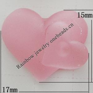Resin Cabochons, No Hole Headwear & Costume Accessory, Heart, About 15x17mm in diameter, Sold by Bag