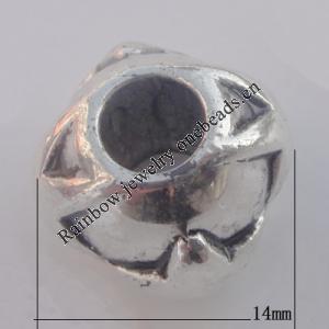 Jewelry findings, CCB plastic European style Beasds Antique sliver, Drum 14x11mm Hole:6mm, Sold by Bag