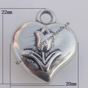 Jewelry findings, CCB plastic Pendant Antique sliver, 22x20mm Hole:3mm, Sold by Bag