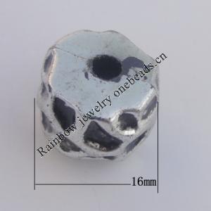 Jewelry findings, CCB plastic European style Beads Antique sliver, Column 13x16mm Hole:4mm, Sold by Bag