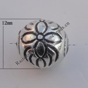 Jewelry findings, CCB plastic Beads Antique sliver, Round 12mm Hole:2mm, Sold by Bag