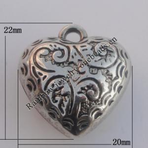 Jewelry findings, CCB plastic Pendant Antique sliver, 22x20mm Hole:3mm, Sold by Bag