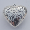 Jewelry findings, CCB plastic Pendant Antique sliver, Heart 34x34mm Hole:3mm, Sold by Bag