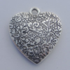 Jewelry findings, CCB plastic Pendant Antique sliver, Heart 34x30mm Hole:3mm, Sold by Bag