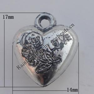 Jewelry findings, CCB plastic Pendant Antique sliver, 17x14mm Hole:3mm, Sold by Bag