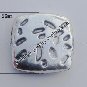 Jewelry findings, CCB plastic Beads Antique sliver, Square 26x26mm Hole:2mm, Sold by Bag