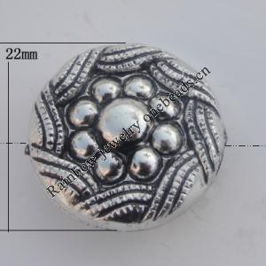 Jewelry findings, CCB plastic Beads Antique sliver, Coin 22x10mm Hole:2mm, Sold by Bag