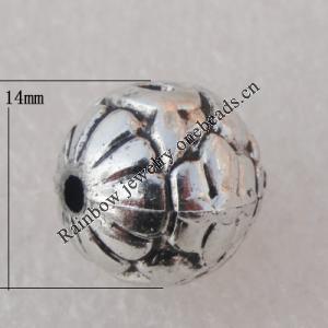 Jewelry findings, CCB plastic Beads Antique sliver, Round 14mm Hole:2mm, Sold by Bag