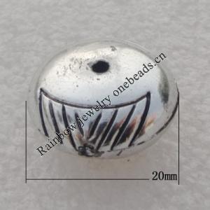 Jewelry findings, CCB plastic Beads Antique sliver, 20x10mm Hole:2mm, Sold by Bag