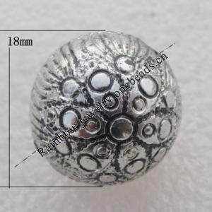 Jewelry findings, CCB plastic Beads Antique sliver, Round 18mm Hole:3mm, Sold by Bag