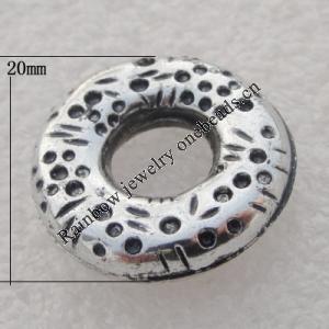 Jewelry findings, CCB plastic Donuts Antique sliver, 20x18mm, Sold by Bag