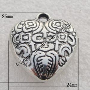 Jewelry findings, CCB plastic Pendant Antique sliver, 26x24mm Hole:3mm, Sold by Bag