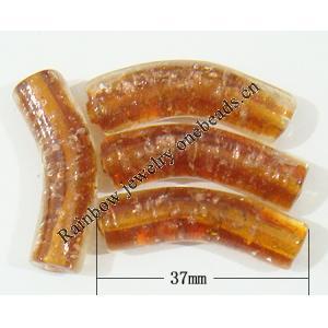 Gold Sand Lampwork Beads, Tube 37x10mm Hole:About 2mm, Sold by PC