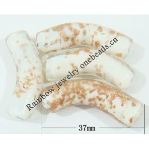 Gold Sand Lampwork Beads, Tube 37x10mm Hole:About 2mm, Sold by PC