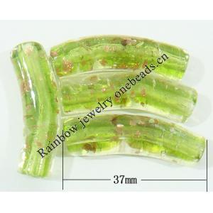 Gold Sand Lampwork Beads, Tube 37x10mm Hole:About 2mm, Sold by PC