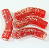 Gold Sand Lampwork Beads, Tube 37x10mm Hole:About 2mm, Sold by PC