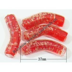Gold Sand Lampwork Beads, Tube 37x10mm Hole:About 2mm, Sold by PC
